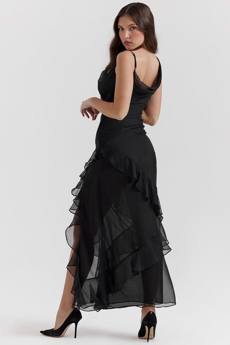 VICTORIA | SUKIENKA MAXI Z FALBANAMI